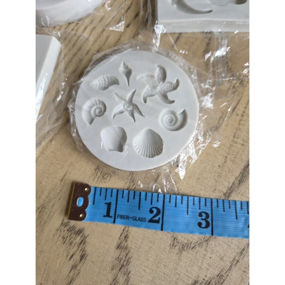 5 PCS Marine Theme Cake Fondant Silicone Mold Seashell Starfish Unicorn Rainbow